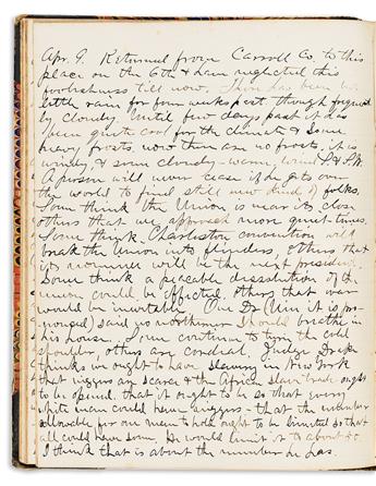 (SLAVERY & ABOLITION.) Letters and diary of a northerner in Mississippi, with vivid descriptions of whippings and slave auctions.